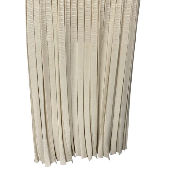 Tory Burch Cream Navy Striped Pleated Knit Midi Sweater Skirt Womens Medium - Picture 2 of 7